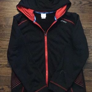 Red and Black ASICS Zip Up Hoodie
